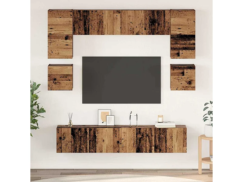 Tv-meubelset 8 pcs Oud hout 80 x 30 x 30 cm Bewerkt hout