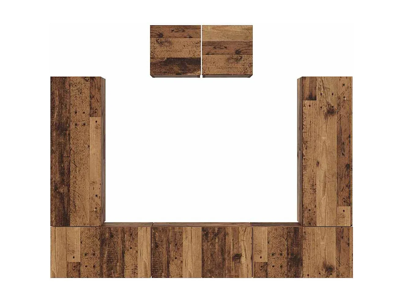 Ensemble meuble TV 7 pièces Bois ancien 180 x 30 x 120 cm