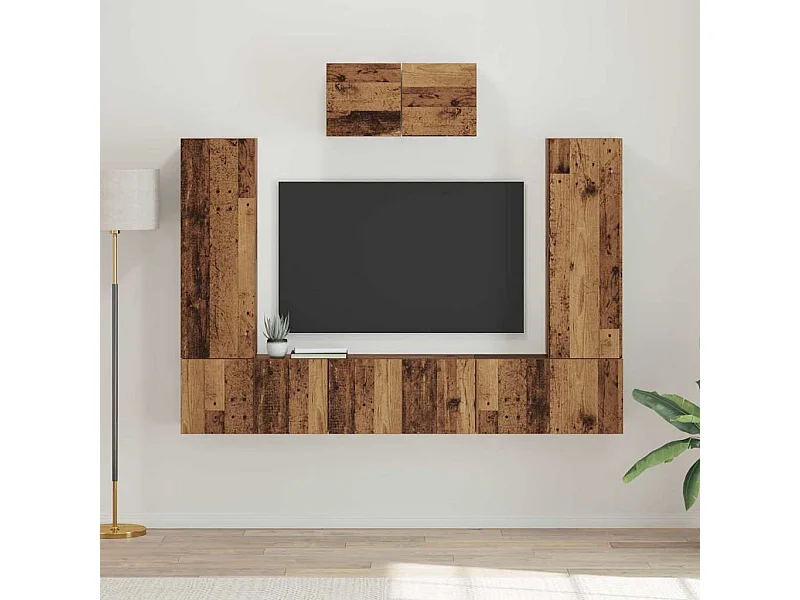 Ensemble meuble TV 7 pièces Bois ancien 180 x 30 x 120 cm