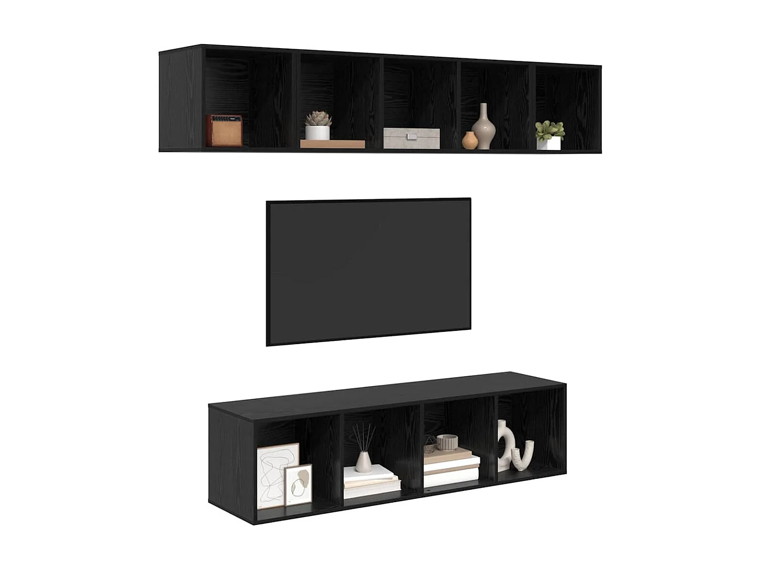 Ensemble meuble TV 4 pièces Chêne noir 37 x 37 x 142.5 cm