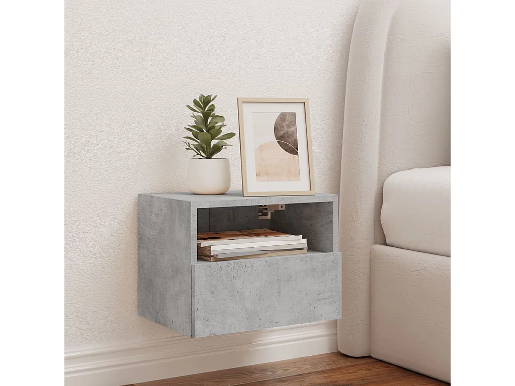 Meuble TV mural gris béton 40x30x30 cm bois d'ingénierie