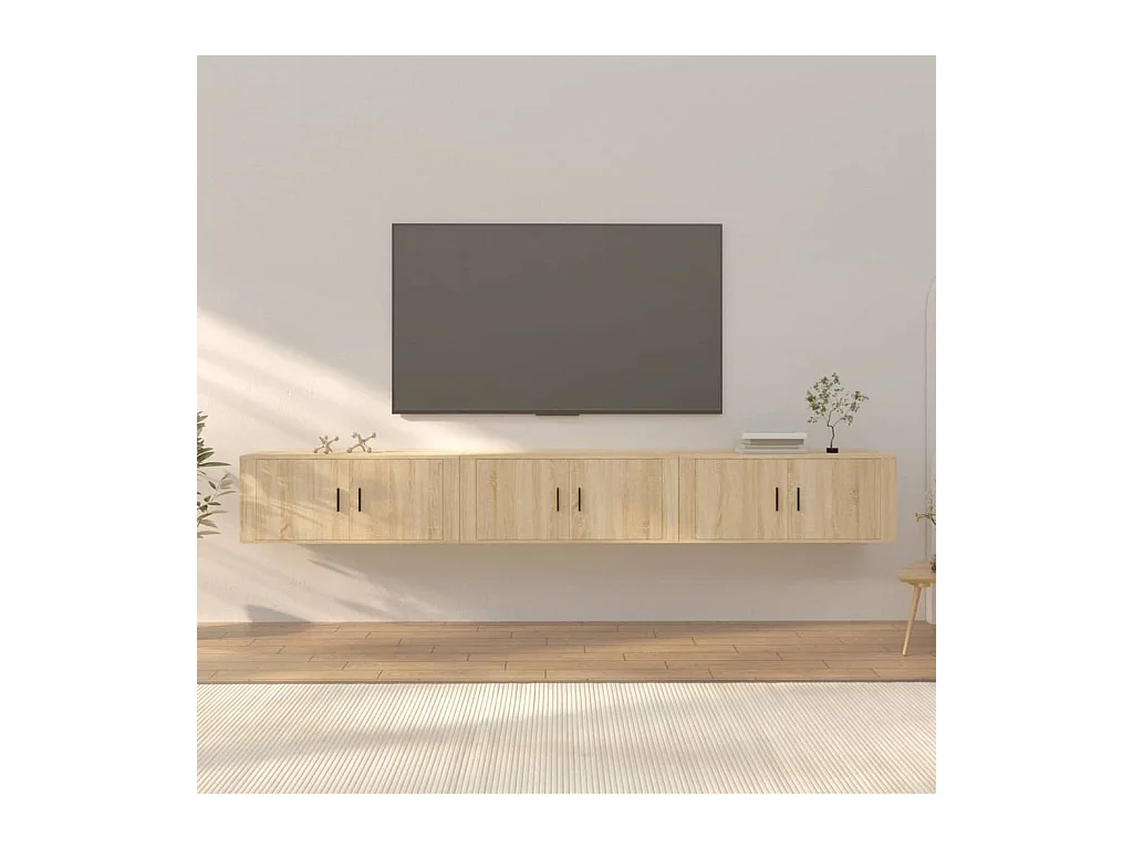 Meubles TV muraux 3 pièces chêne sonoma 100x34,5x40 cm