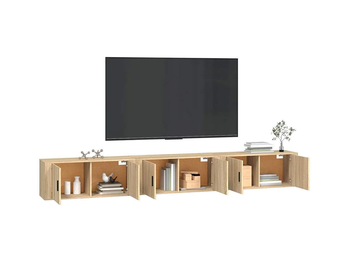 Meubles TV muraux 3 pièces chêne sonoma 100x34,5x40 cm