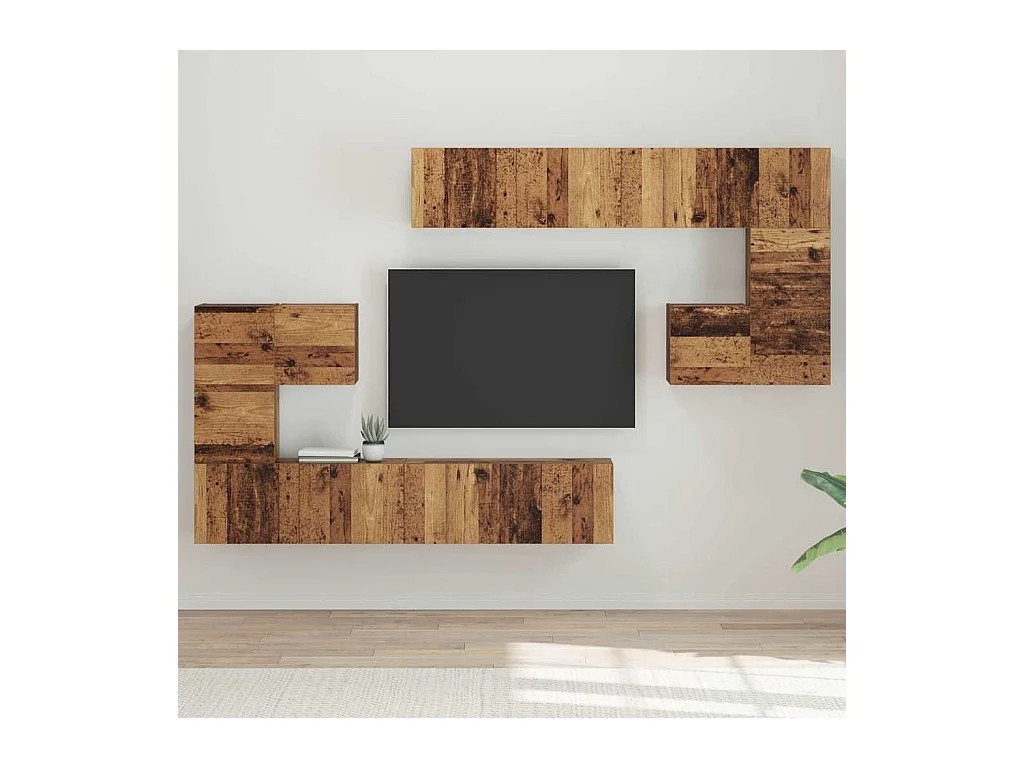 Ensemble meuble TV 8 pièces Bois ancien Moyen 30.5 x 30 x 30 cm