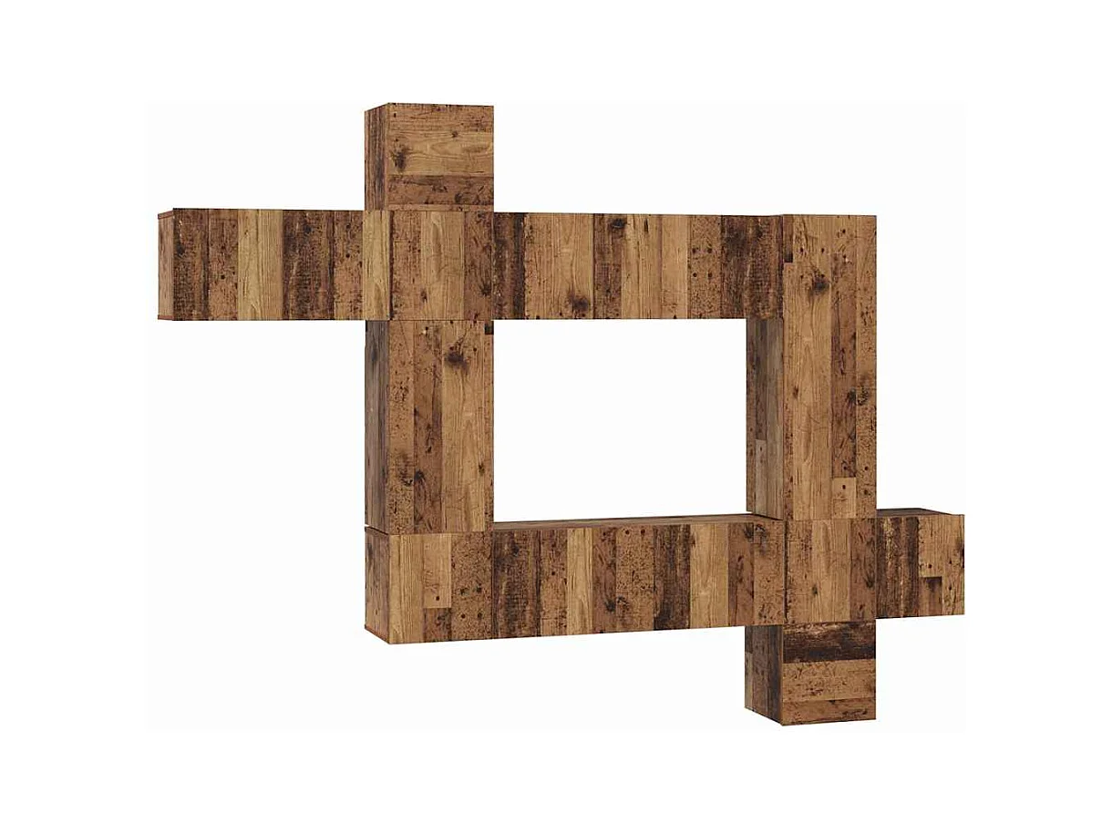 Ensemble meuble TV 10 pièces Bois ancien 30,5 x 30 x 90 cm