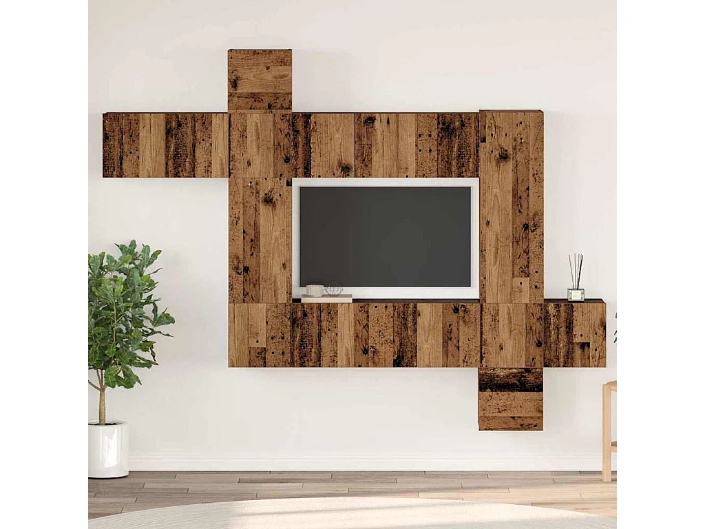 Ensemble meuble TV 10 pièces Bois ancien 30,5 x 30 x 90 cm