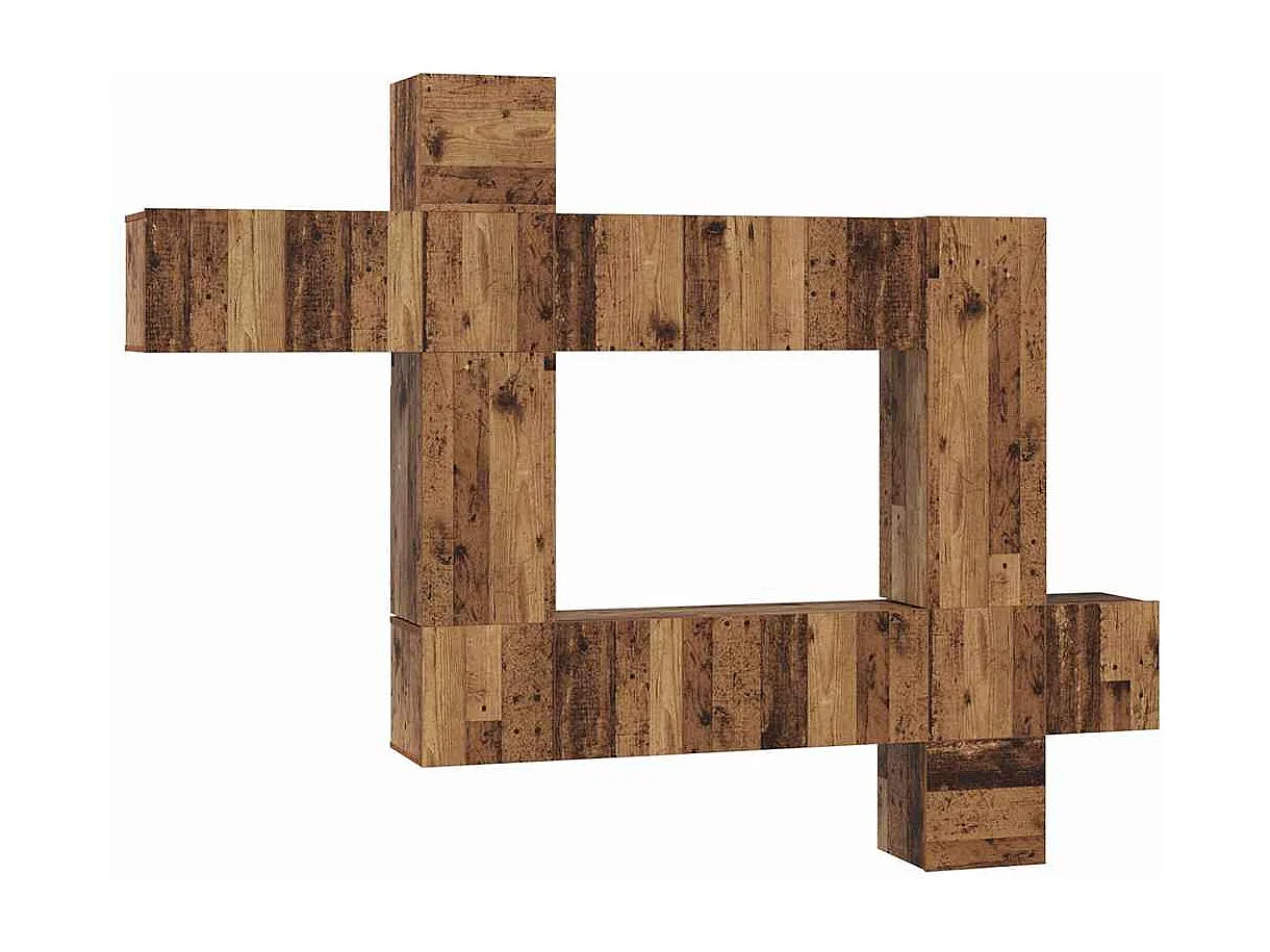 Ensemble meuble TV 10 pièces Bois ancien 30,5 x 30 x 90 cm