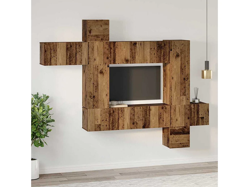 Ensemble meuble TV 10 pièces Bois ancien 30,5 x 30 x 90 cm