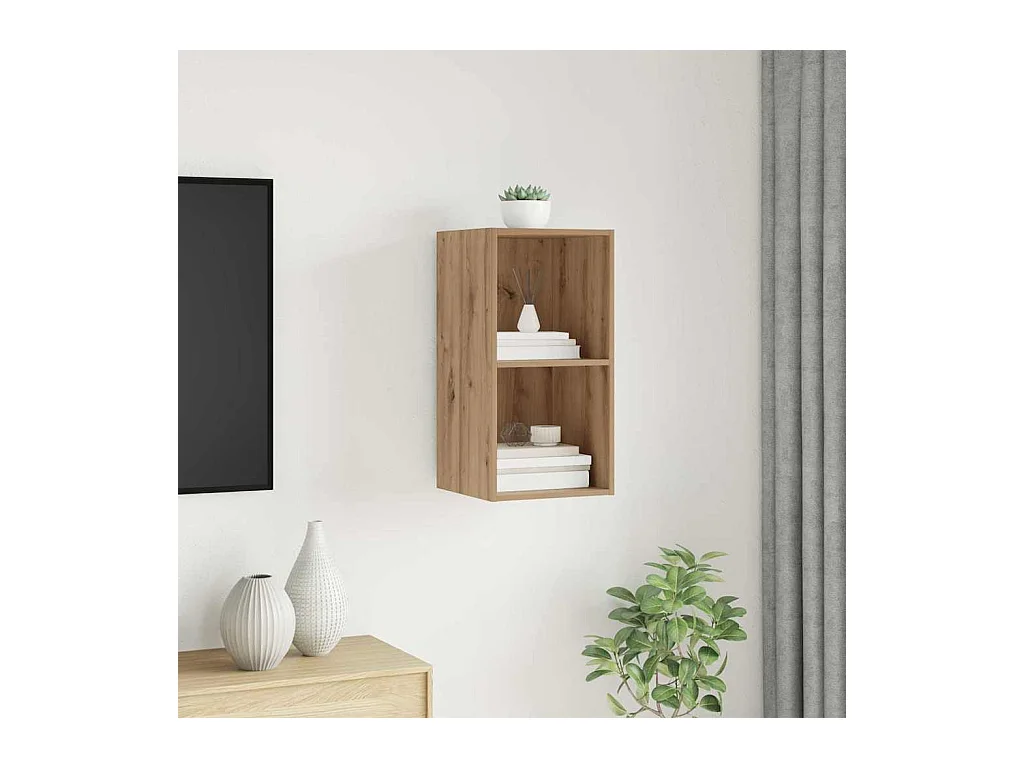 Meuble TV mural Montage mural chêne artisanal 37 x 37 x 72 cm