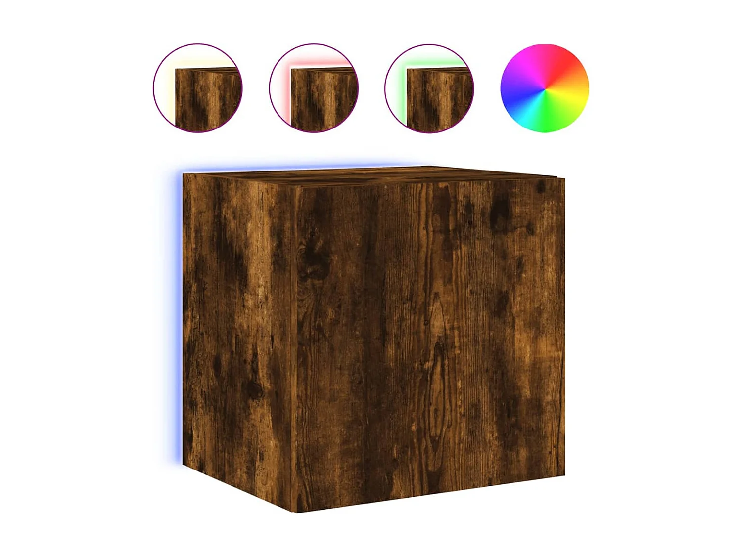 Meubles TV muraux et lumières LED 2pièces chêne fumé 40,5x35x40 cm