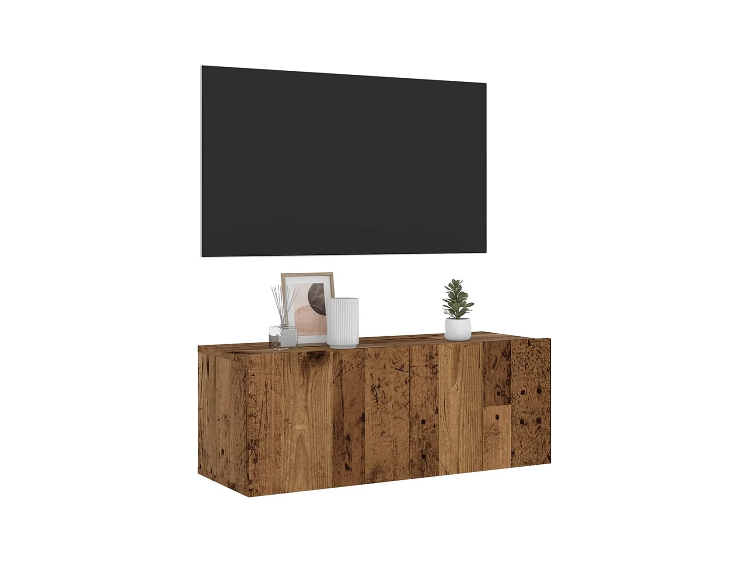 Meuble TV mural vieux bois 80x30x30 cm bois d'ingénierie