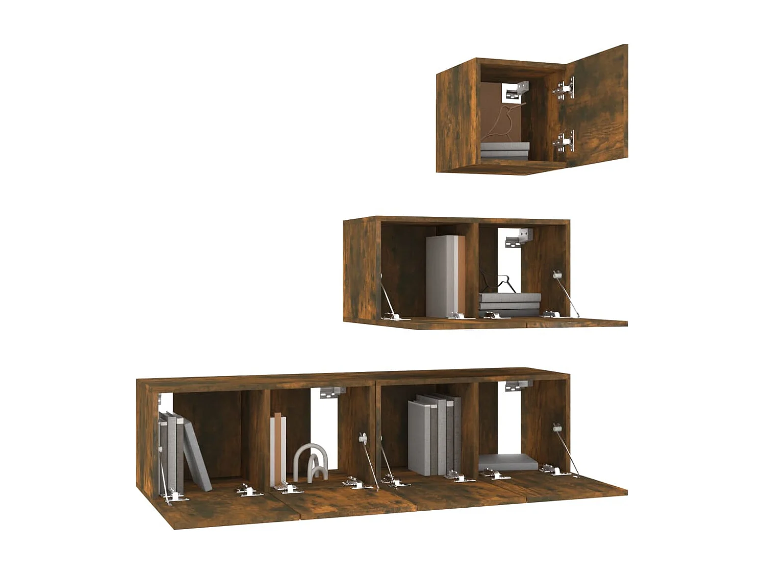 Ensemble de meubles TV 4 pièces Chêne fumé Bois d'ingénierie