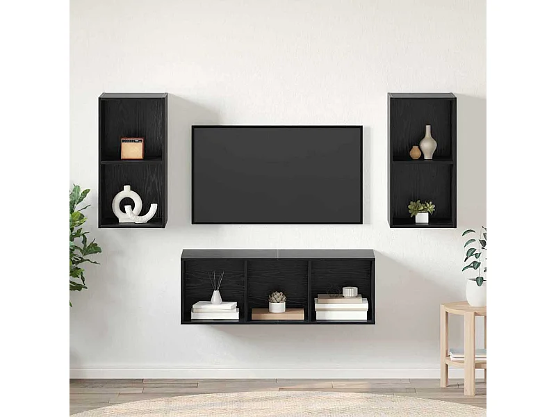 Juego de muebles de TV 3 pcs Roble negro 37 x 37 x 107 cm