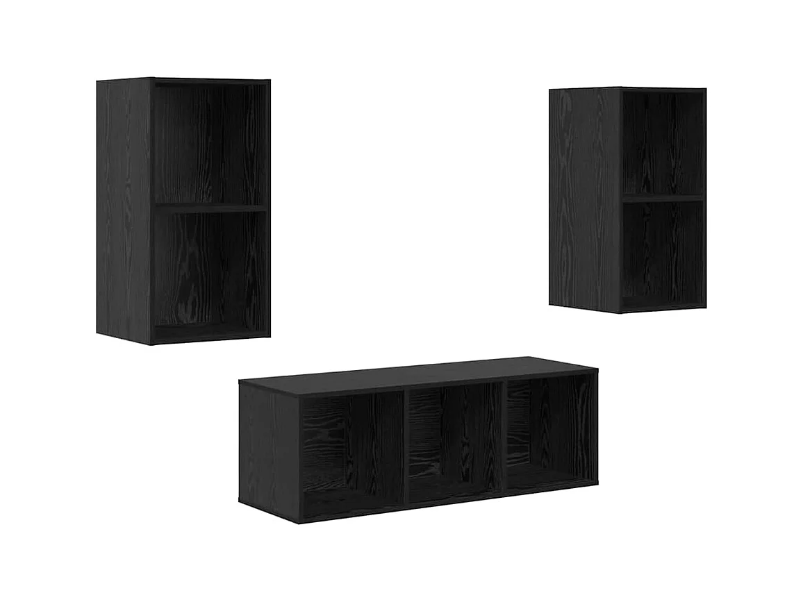 Ensemble de meubles TV 3 pièces Chêne noir 37 x 37 x 107 cm