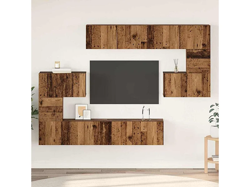 Ensemble meuble TV 8 pièces Bois ancien 80 x 30 x 30 cm