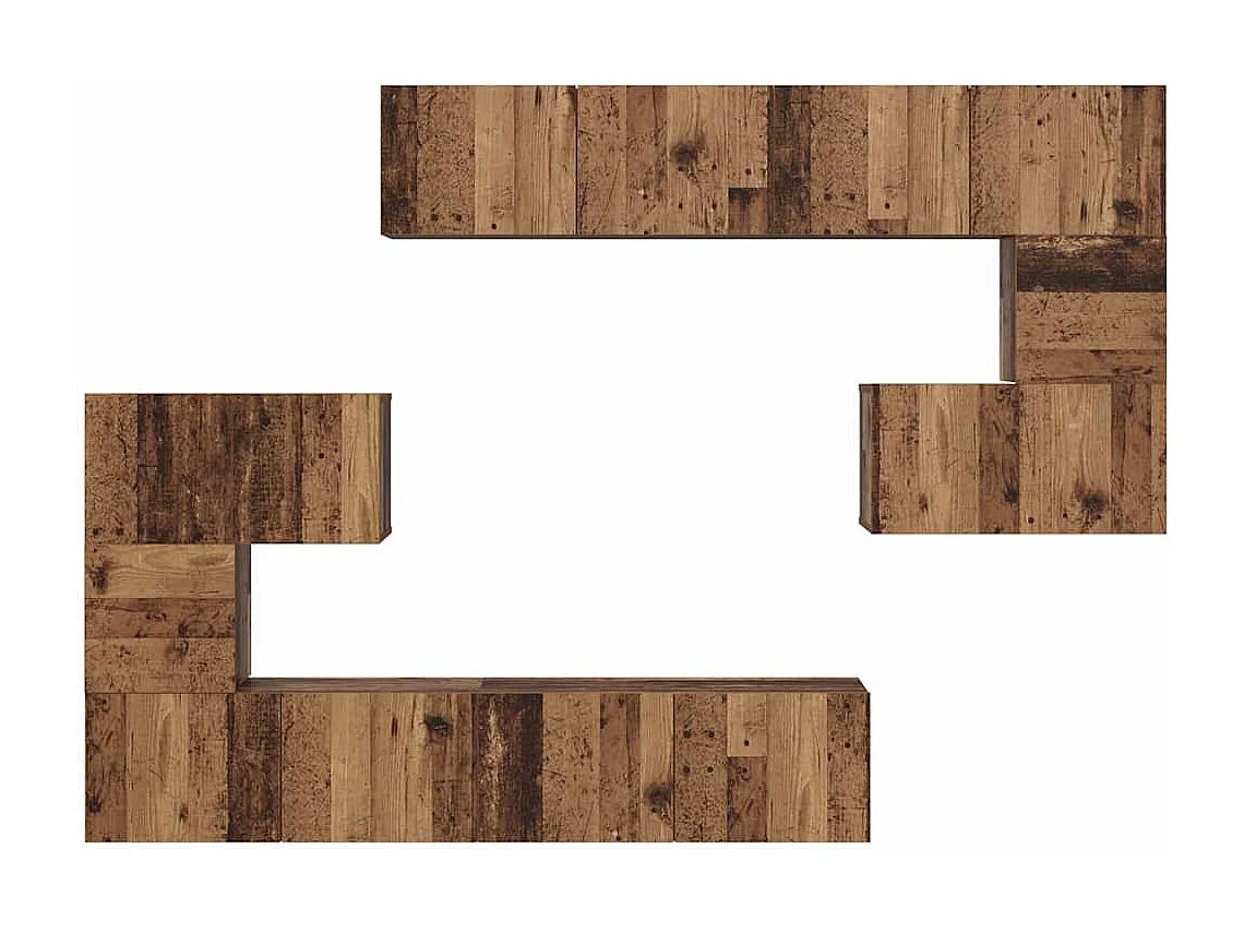 Ensemble meuble TV 8 pièces Bois ancien 80 x 30 x 30 cm