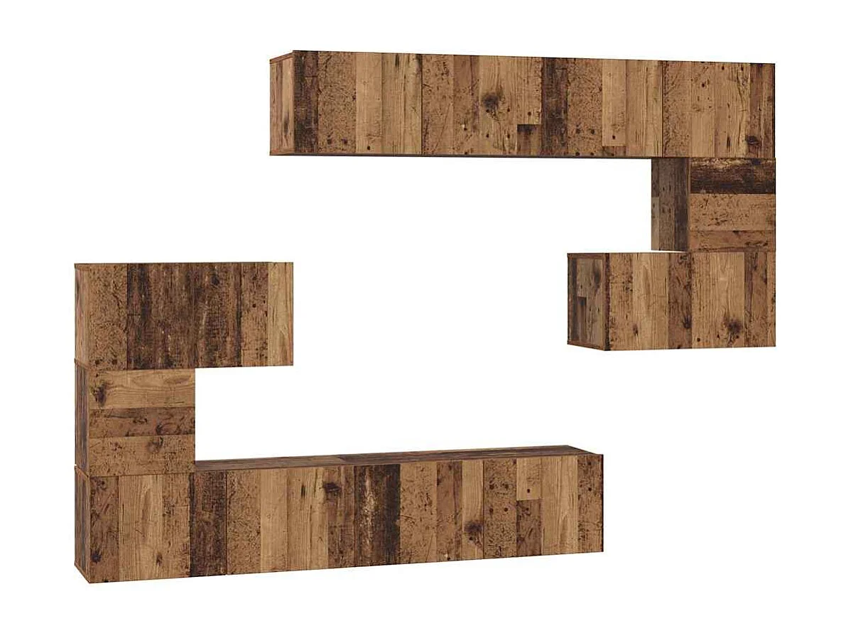 Ensemble meuble TV 8 pièces Bois ancien 80 x 30 x 30 cm