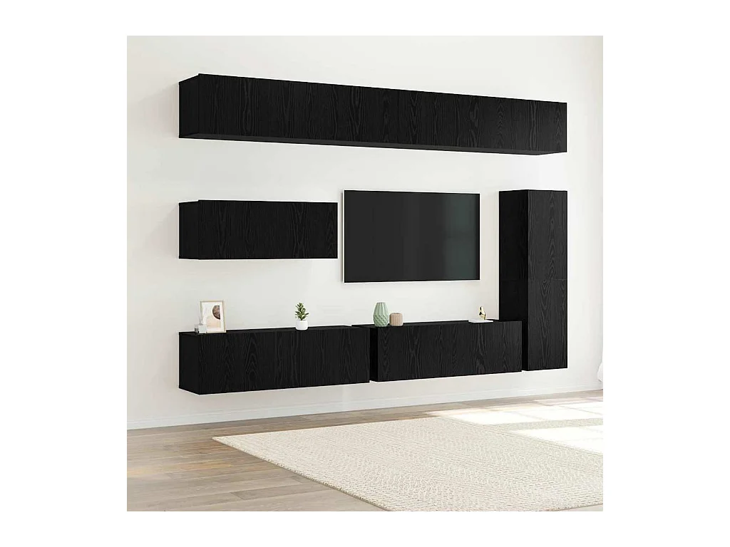 Ensemble meuble TV 7 pièces Chêne noir 30.5 x 30 x 110 cm
