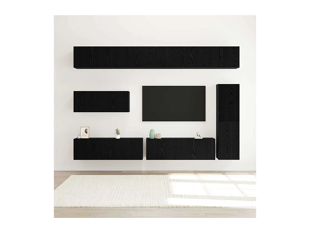 Ensemble meuble TV 7 pièces Chêne noir 30.5 x 30 x 110 cm