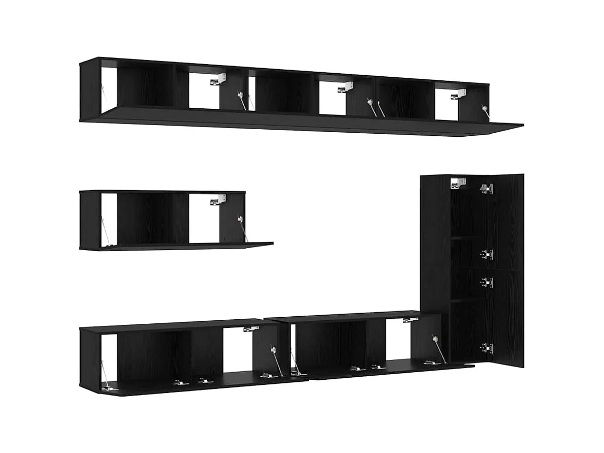 Ensemble meuble TV 7 pièces Chêne noir 30.5 x 30 x 110 cm