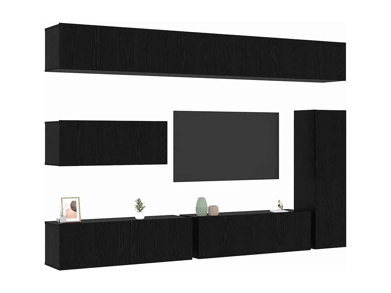 Ensemble meuble TV 7 pièces Chêne noir 30.5 x 30 x 110 cm