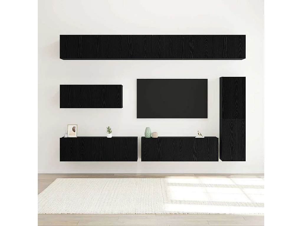 Ensemble meuble TV 7 pièces Chêne noir 30.5 x 30 x 110 cm