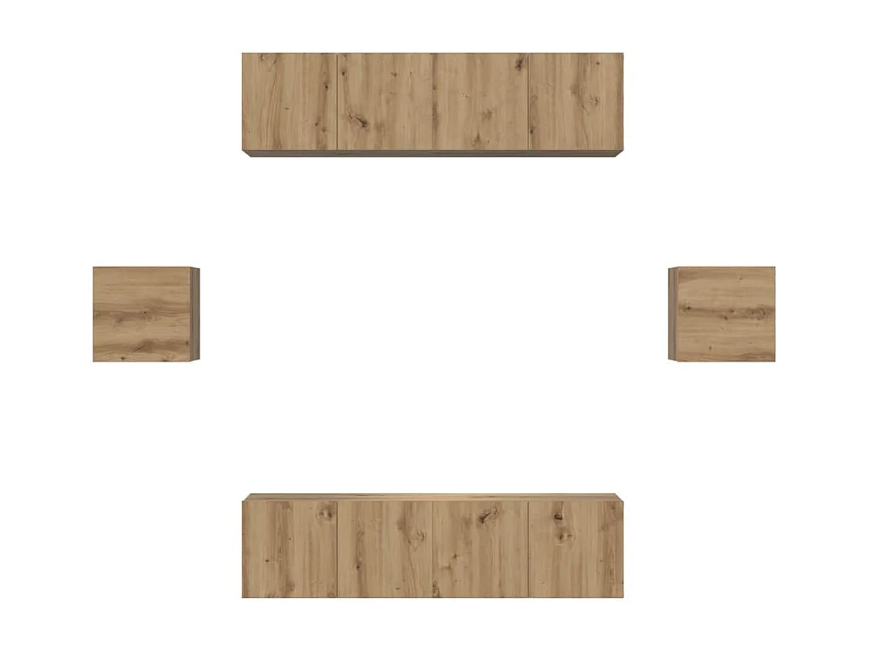 Ensemble meuble TV 6 pièces chêne artisanal Bois d'ingénierie