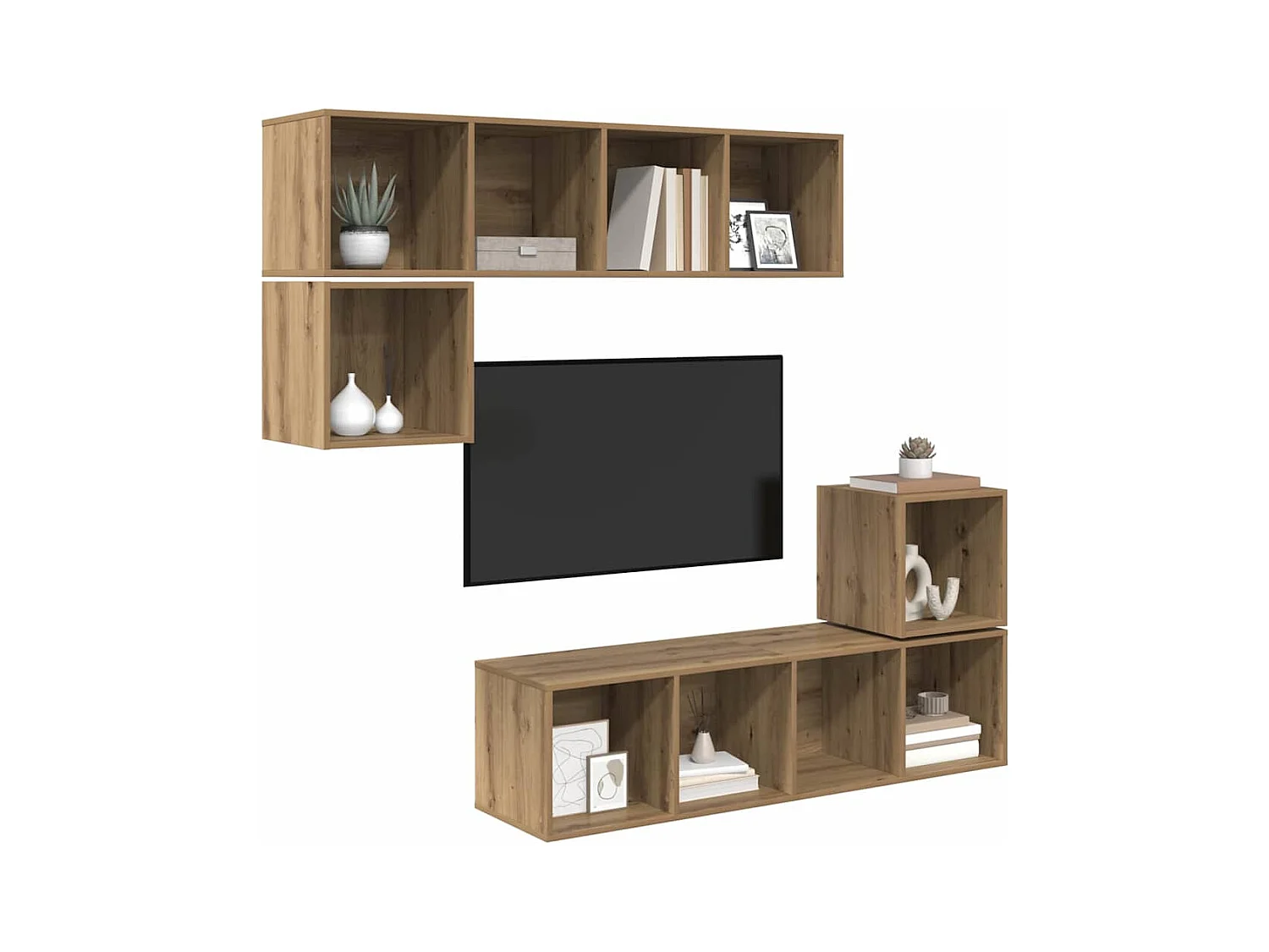 Ensemble meuble TV 4 pièces chêne artisanal 37 x 37 x 142.5 cm