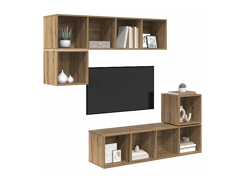 Ensemble meuble TV 4 pièces chêne artisanal 37 x 37 x 142.5 cm