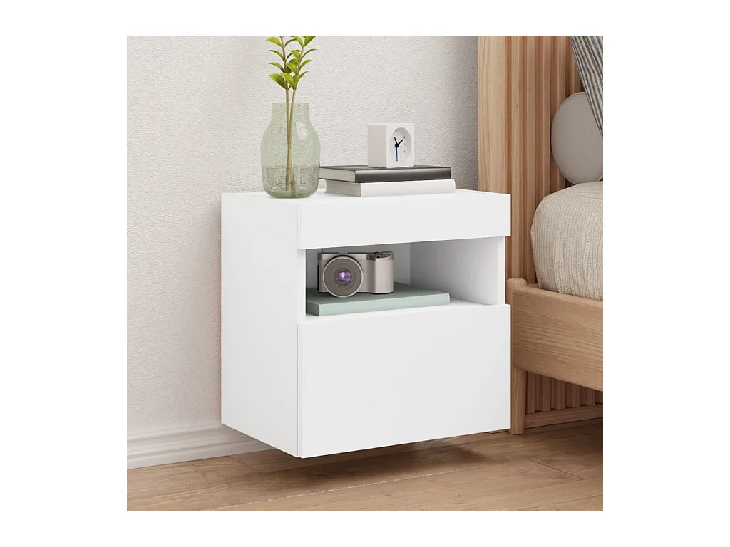 Mueble de TV de pared con luces LED blanco 40x30x40 cm