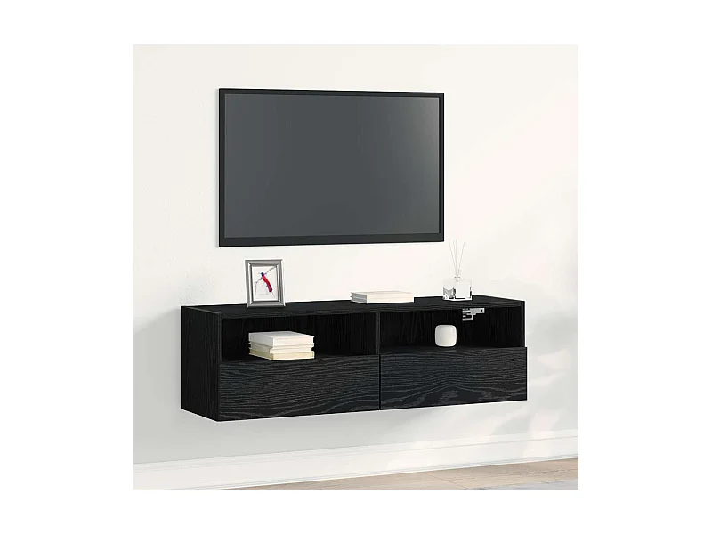 Armário de TV de Parede Carvalho Preto 100 x 30 x 30 cm