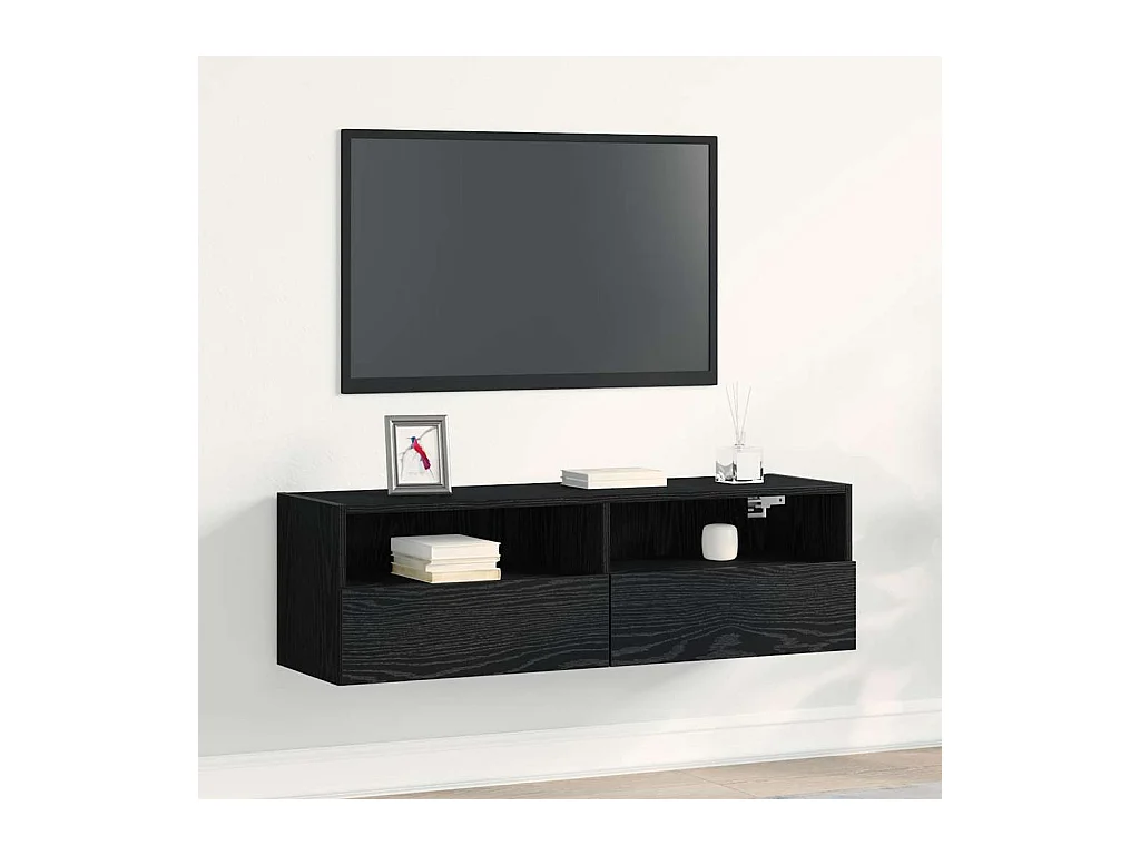 Meuble TV mural Chêne noir 100 x 30 x 30 cm Bois d'ingénierie