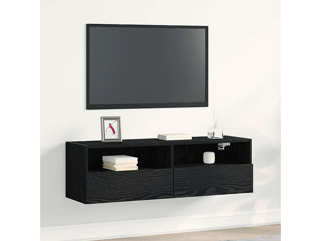 Meuble TV mural Chêne noir 100 x 30 x 30 cm Bois d'ingénierie