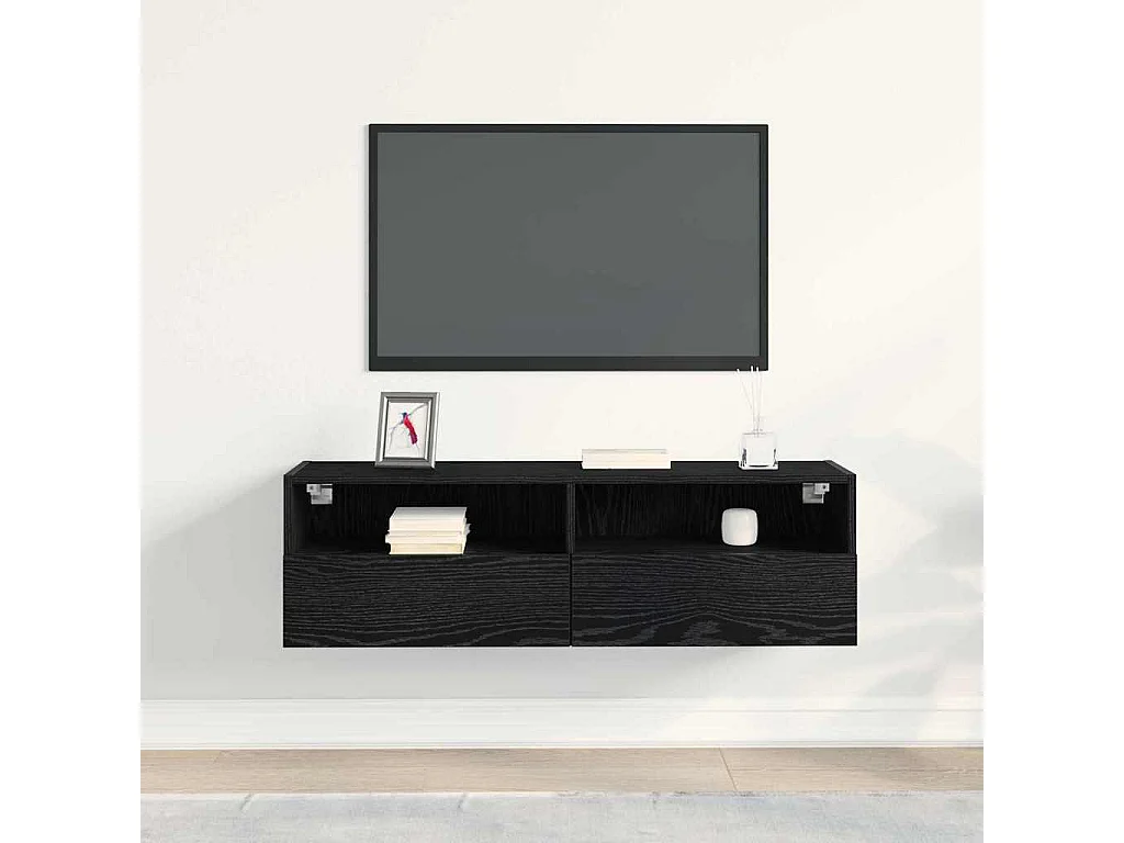 Meuble TV mural Chêne noir 100 x 30 x 30 cm Bois d'ingénierie