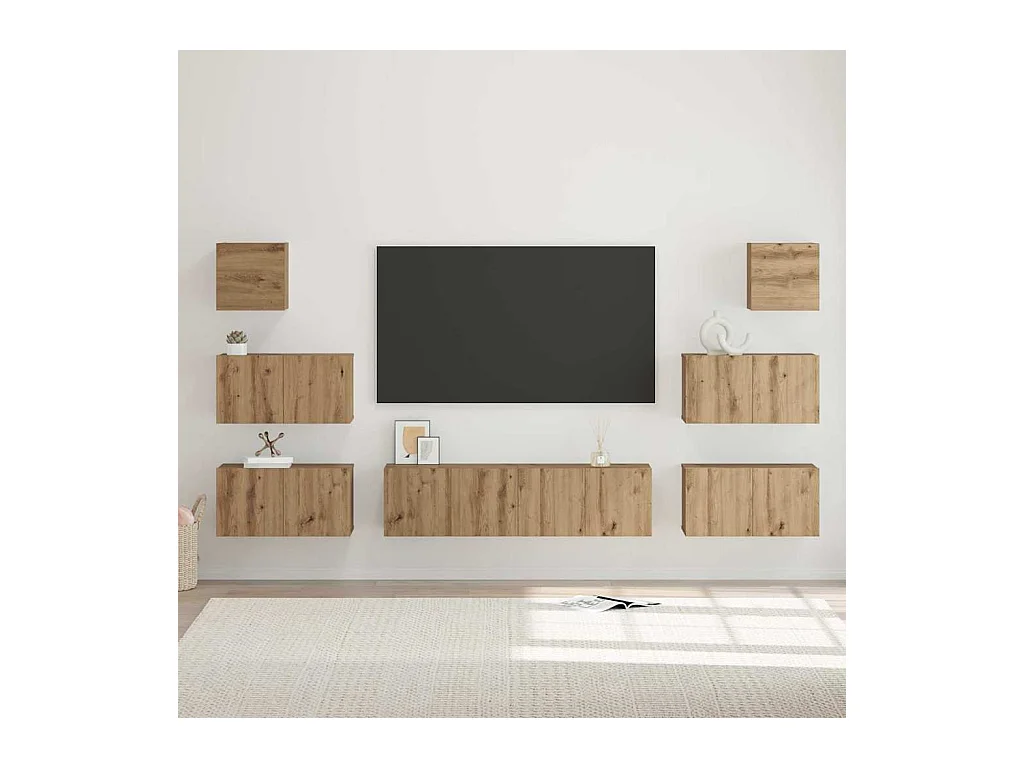 Ensemble meuble TV 8 pièces chêne artisanal 60 x 30 x 30 cm