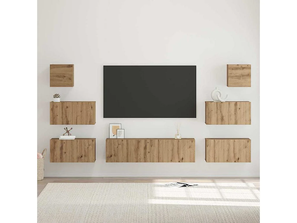 Ensemble meuble TV 8 pièces chêne artisanal 60 x 30 x 30 cm