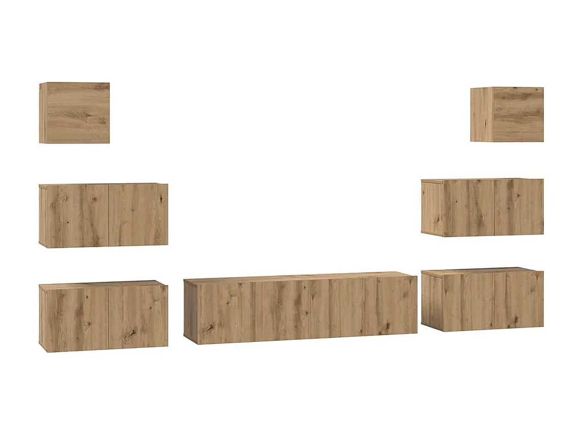 Ensemble meuble TV 8 pièces chêne artisanal 60 x 30 x 30 cm