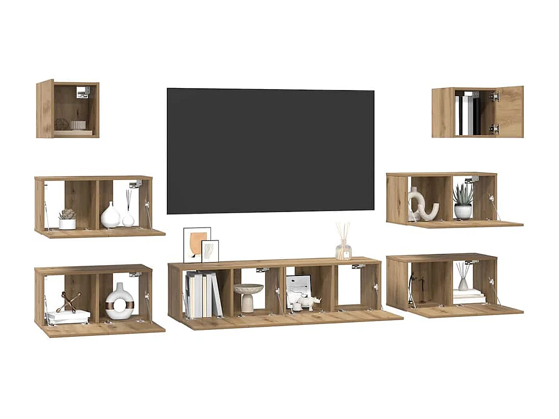 Ensemble meuble TV 8 pièces chêne artisanal 60 x 30 x 30 cm
