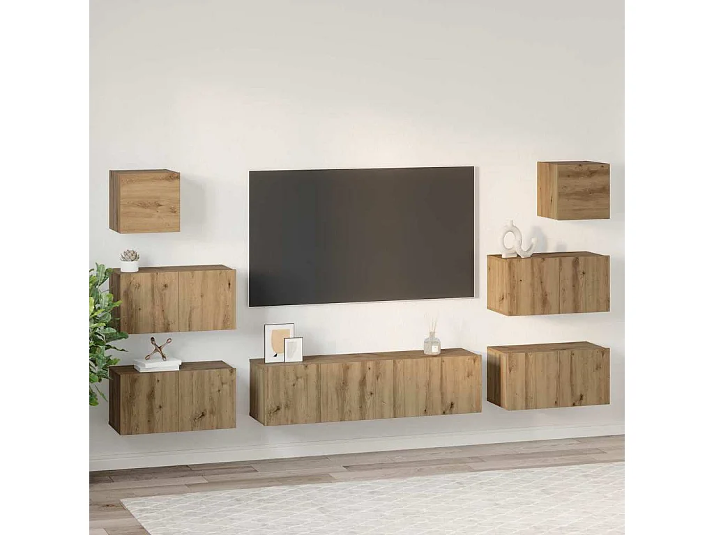 Ensemble meuble TV 8 pièces chêne artisanal 60 x 30 x 30 cm