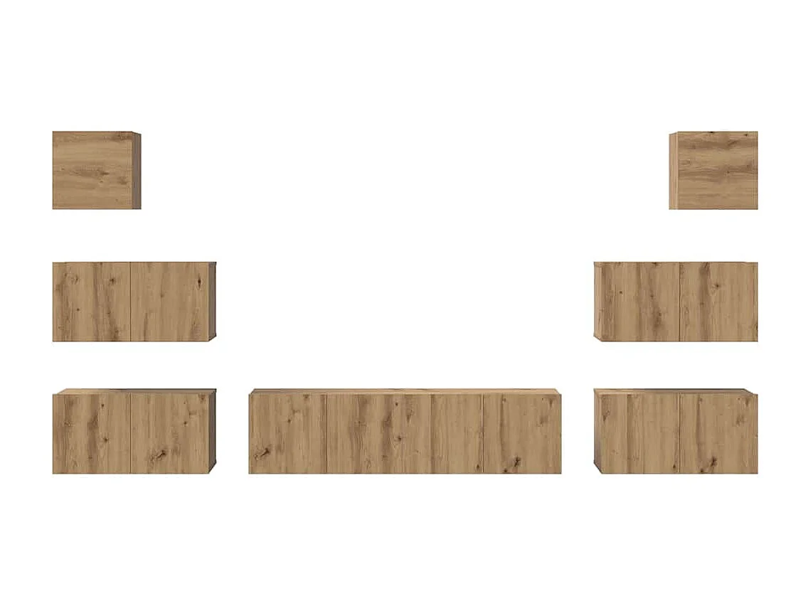Ensemble meuble TV 8 pièces chêne artisanal 60 x 30 x 30 cm