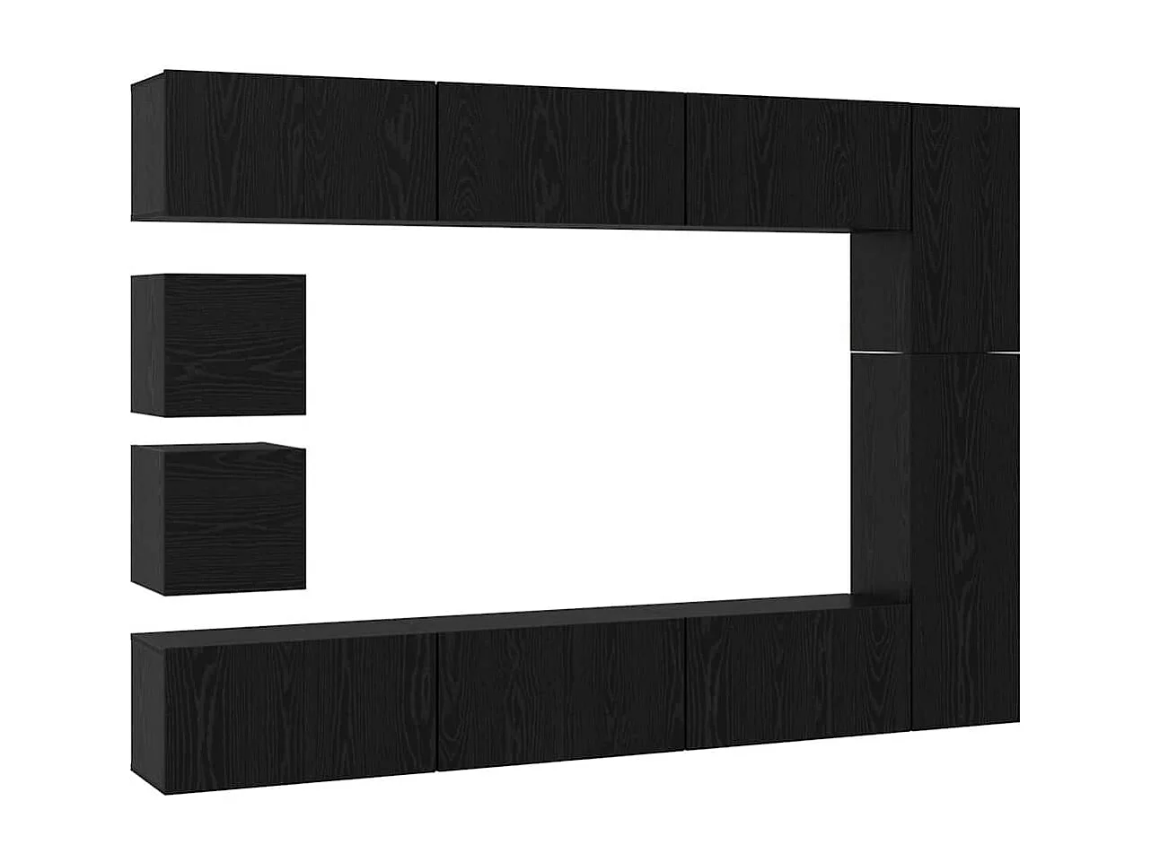 Conjunto de mueble de TV Montaje en la pared 10 pcs Roble negro