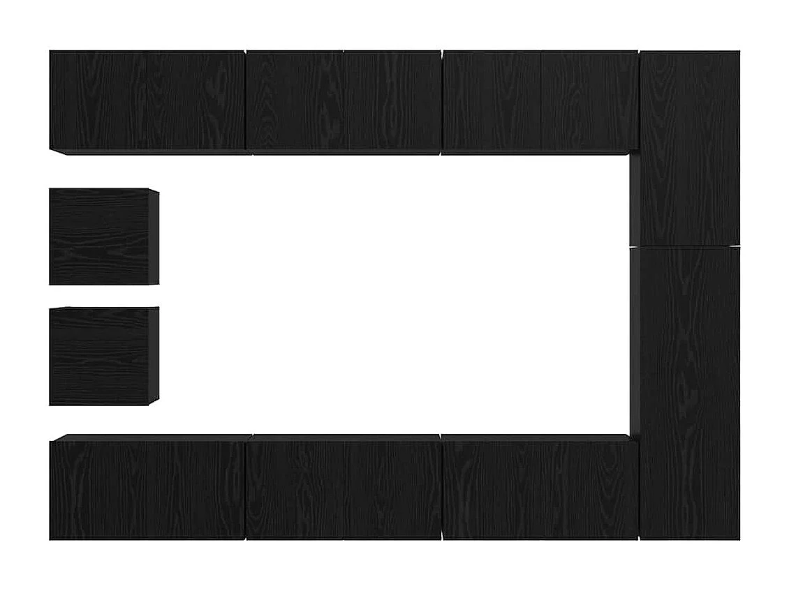 Conjunto de mueble de TV Montaje en la pared 10 pcs Roble negro