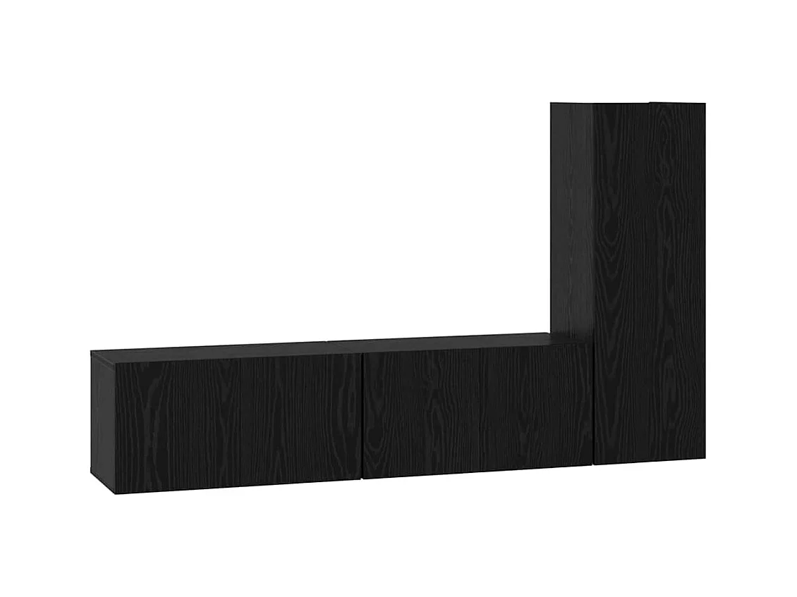 Ensemble meuble TV 3 pièces Chêne noir Bois d'ingénierie
