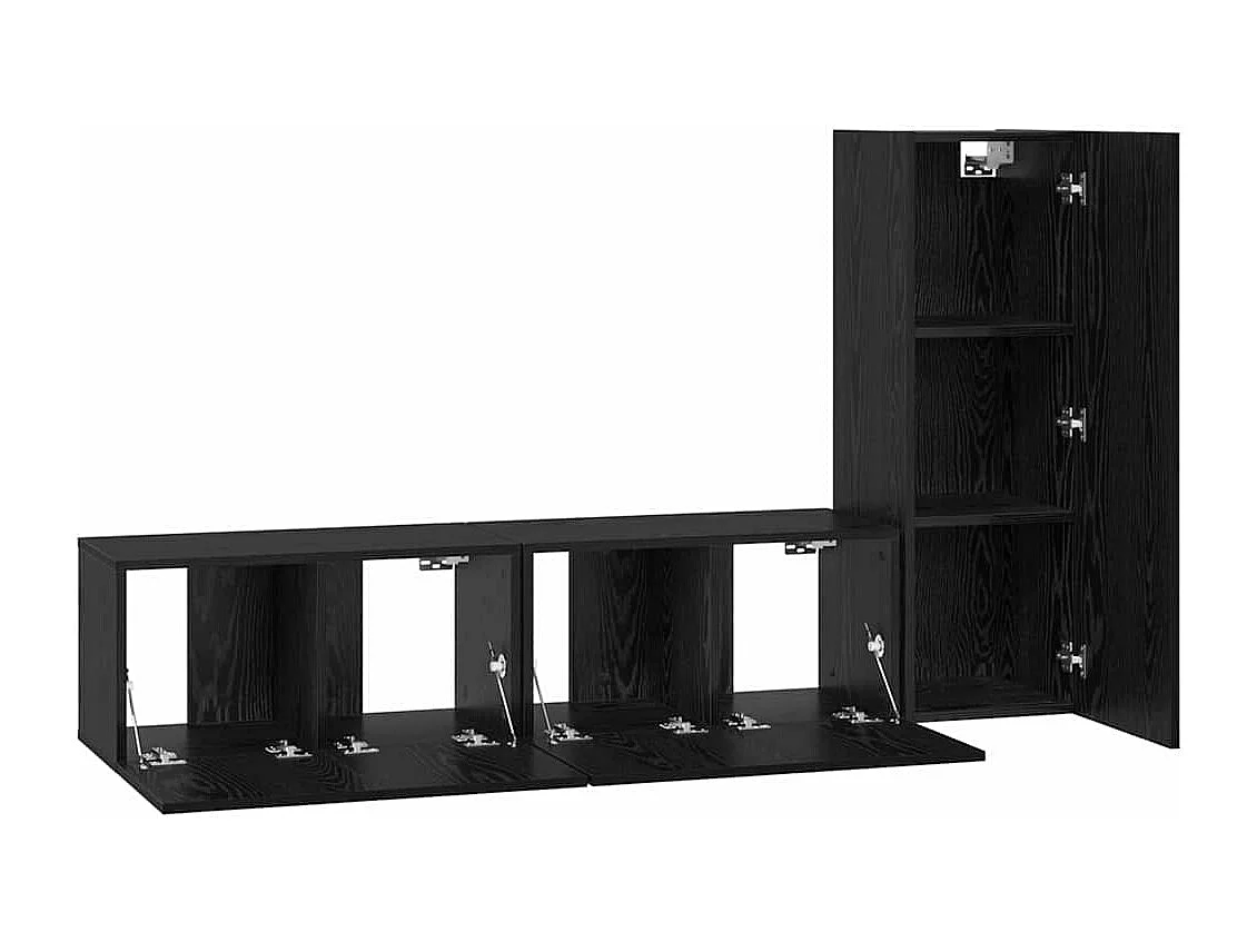 Ensemble meuble TV 3 pièces Chêne noir Bois d'ingénierie