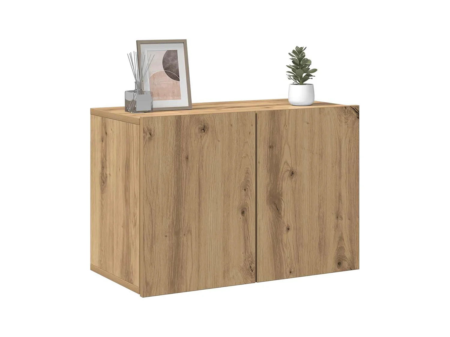 Meuble TV mural chêne artisanal 60x30x41 cm