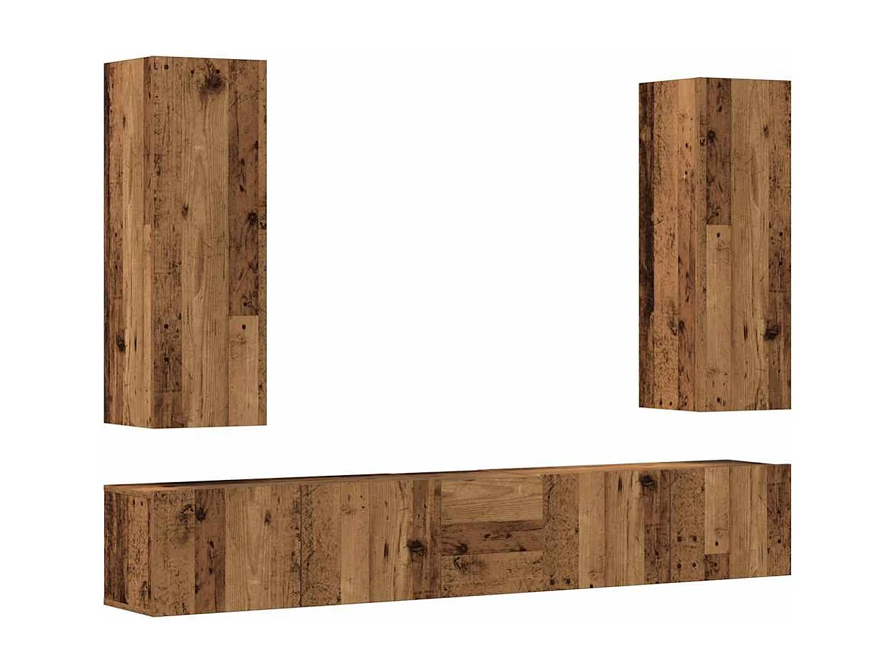 Muebles de TV de pared 5 uds madera vieja madera de ingeniería