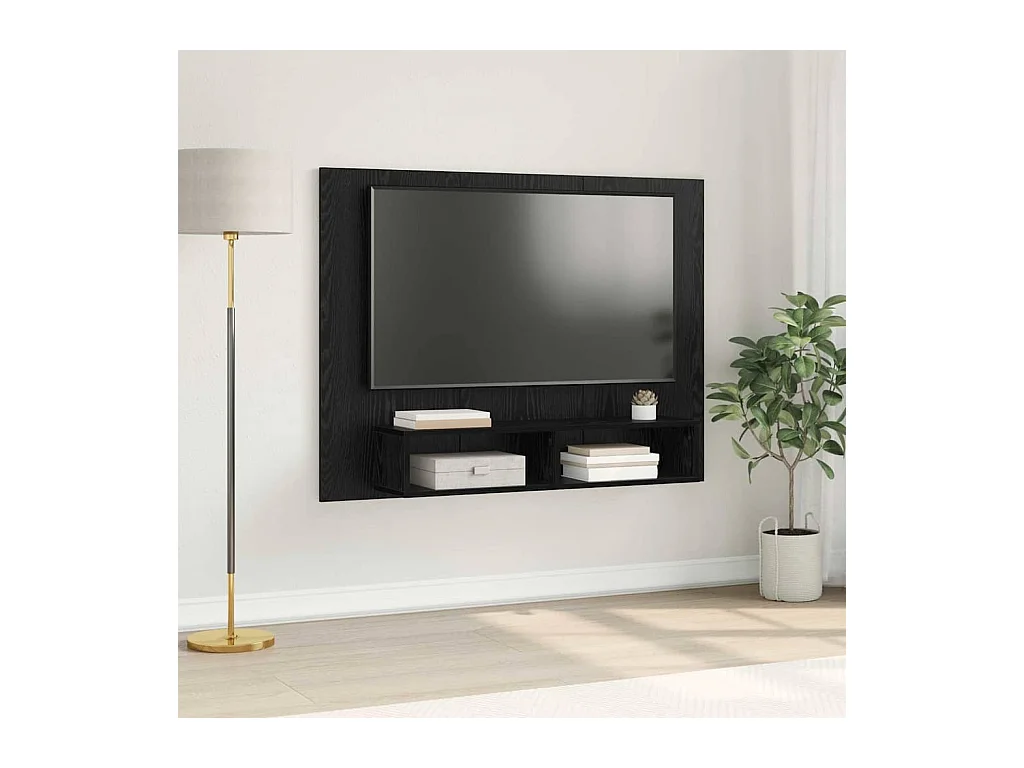 Meuble TV mural Chêne noir 120 x 23.5 x 90 cm Bois d'ingénierie