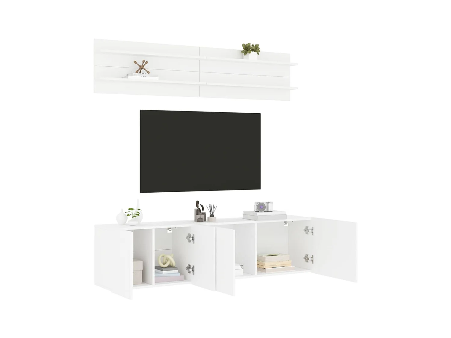 Unités murales TV 6 pièces blanc bois d'ingénierie