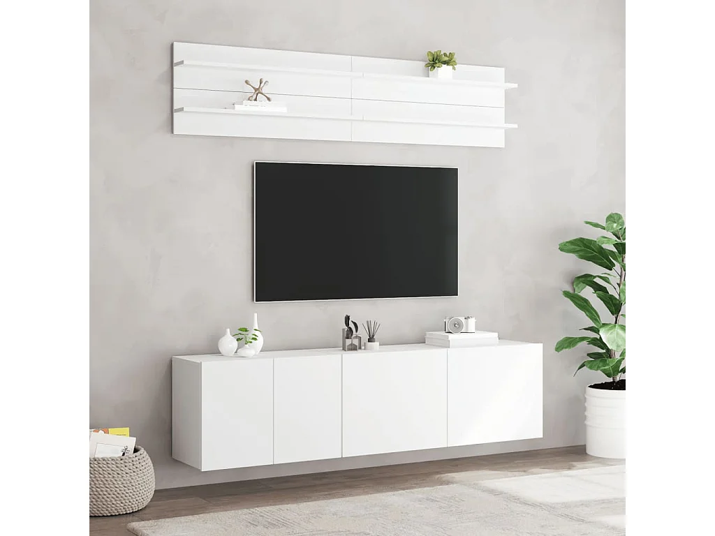 Unités murales TV 6 pièces blanc bois d'ingénierie