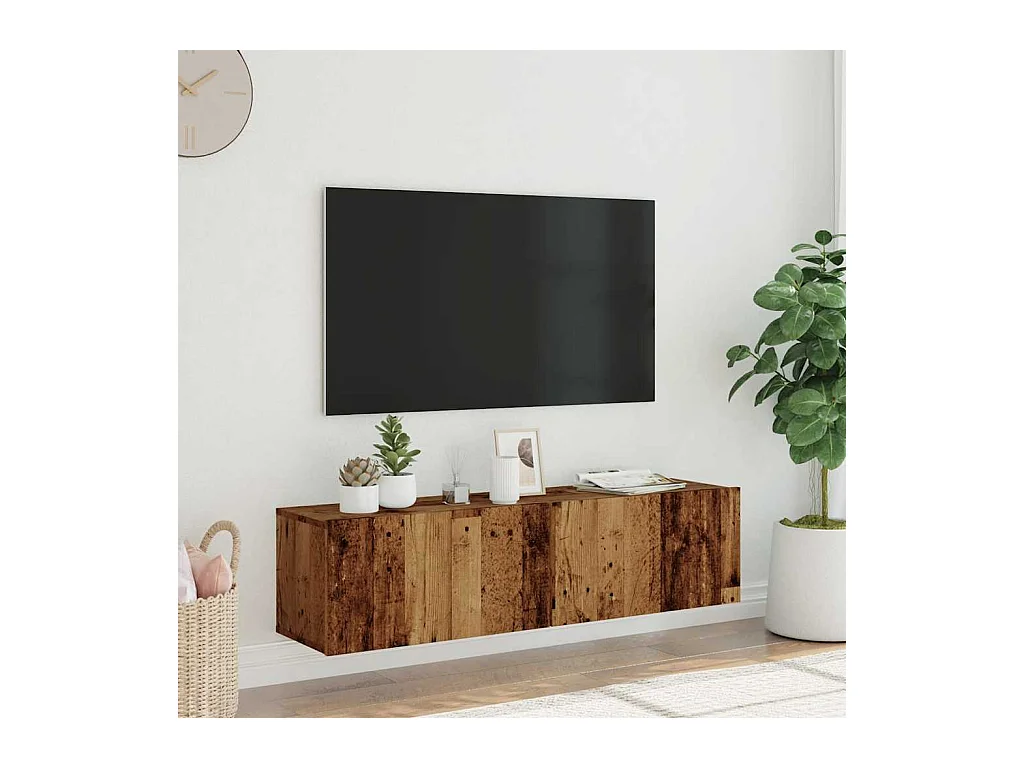Meuble TV mural vieux bois 120x30x30 cm bois d'ingénierie
